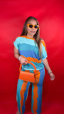 Matching Multi Color Wide Leg Pants and Top