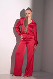 Satin Top and Pant Set-Red